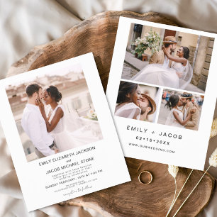 Lámina Invitación a la boda fotográfica blanca y negra de
