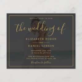 Lámina Invitación a la boda fotográfica con guión de oro 