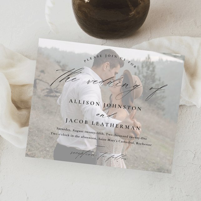 Lámina Invitación a la boda fotográfica con guión elegant (Subido por el creador)