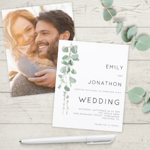 Lámina Invitación a la boda fotográfica de eucalipto mode
