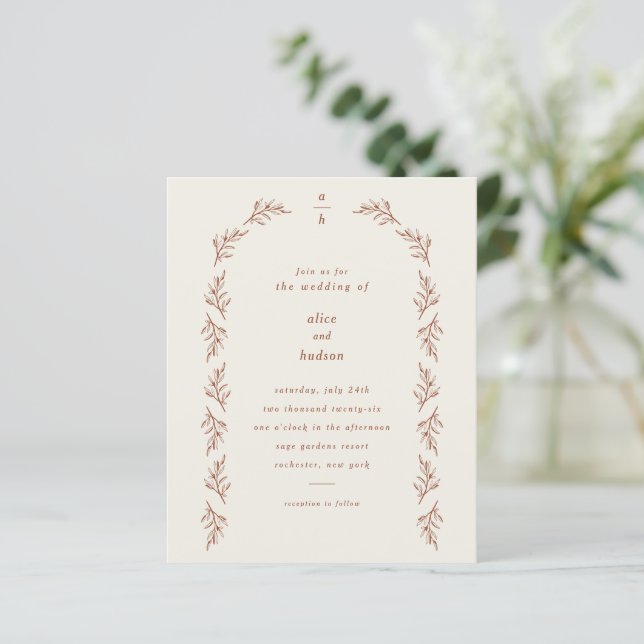 Lámina Invitación a la boda fotográfica de la rama de pre (Anverso de pie)