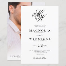Lámina Invitación a la boda fotográfica de monograma eleg