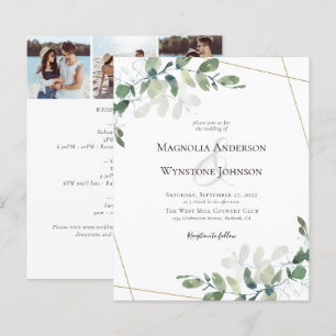 Lámina Invitación a la Boda Fotográfica de Oro Eucalyptus