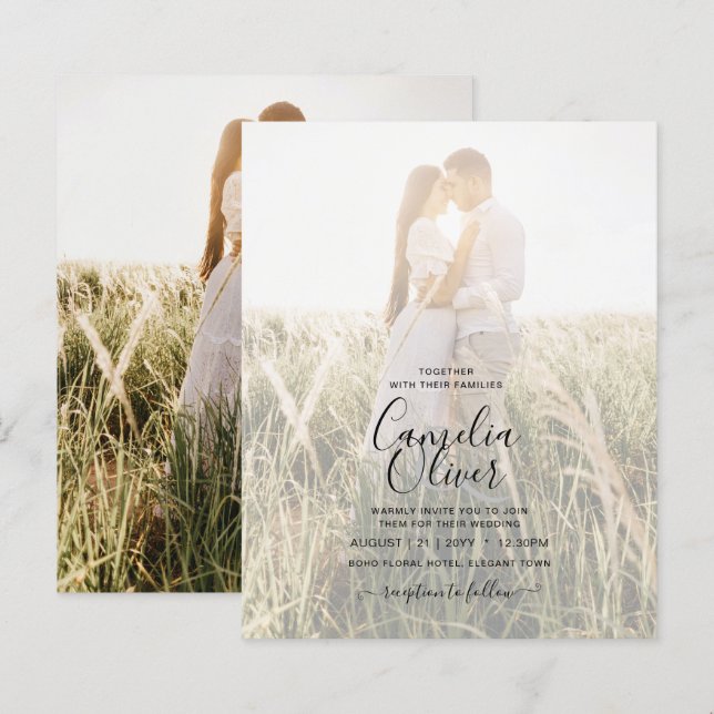 Lámina Invitación a la boda fotográfica de presupuesto GO (Anverso / Reverso)