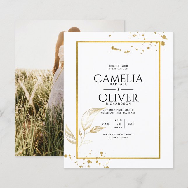 Lámina Invitación a la boda fotográfica de presupuesto GO (Anverso / Reverso)