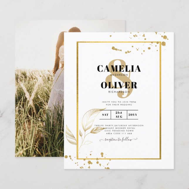 Lámina Invitación a la boda fotográfica de presupuesto GO (Anverso / Reverso)