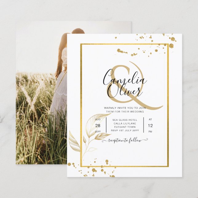 Lámina Invitación a la boda fotográfica de presupuesto GO (Anverso / Reverso)