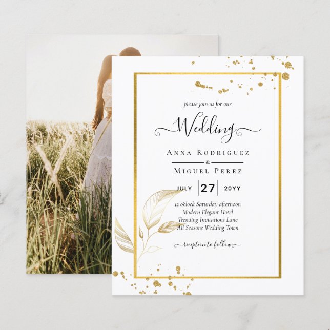 Lámina Invitación a la boda fotográfica de presupuesto GO (Anverso / Reverso)