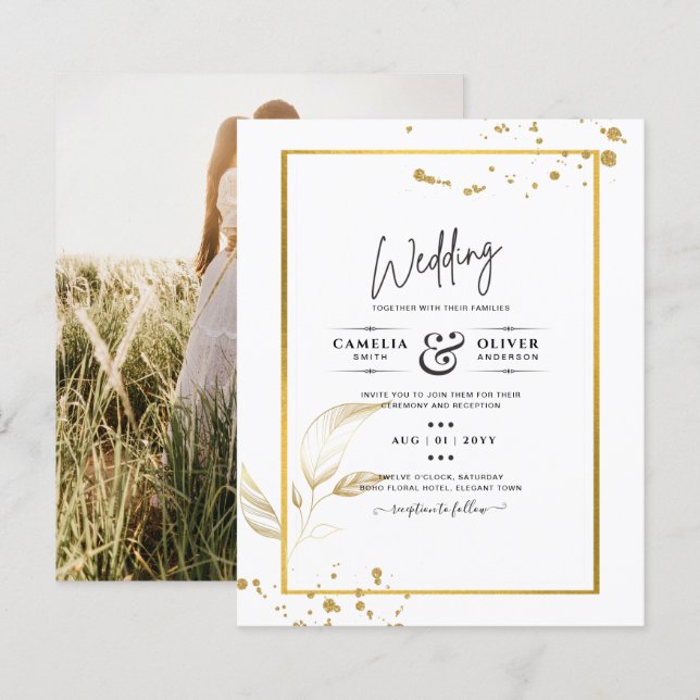 Lámina Invitación a la boda fotográfica de presupuesto GO (Anverso / Reverso)