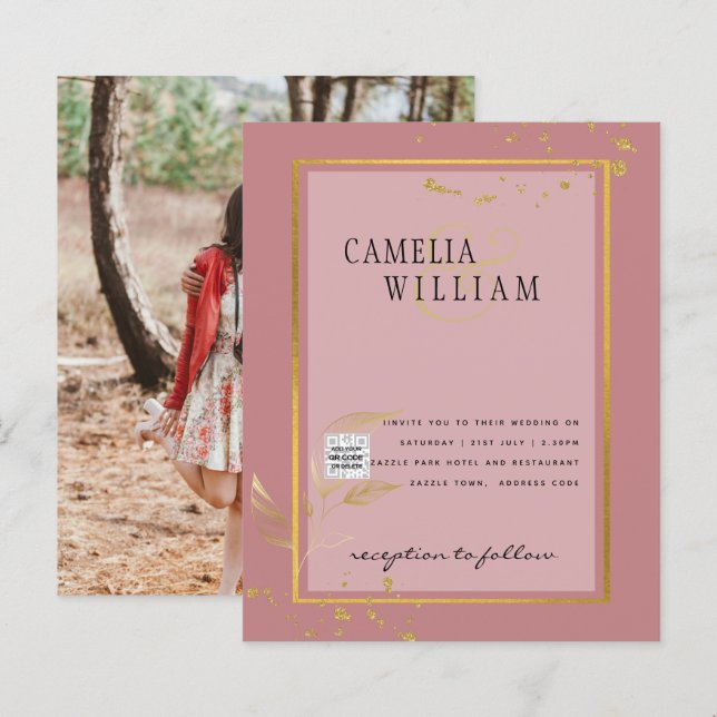 Lámina Invitación a la boda fotográfica de PRESUPUESTO Gu (Anverso / Reverso)