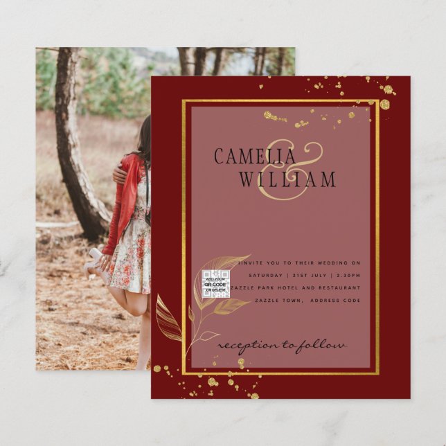 Lámina Invitación a la boda fotográfica de PRESUPUESTO Gu (Anverso / Reverso)