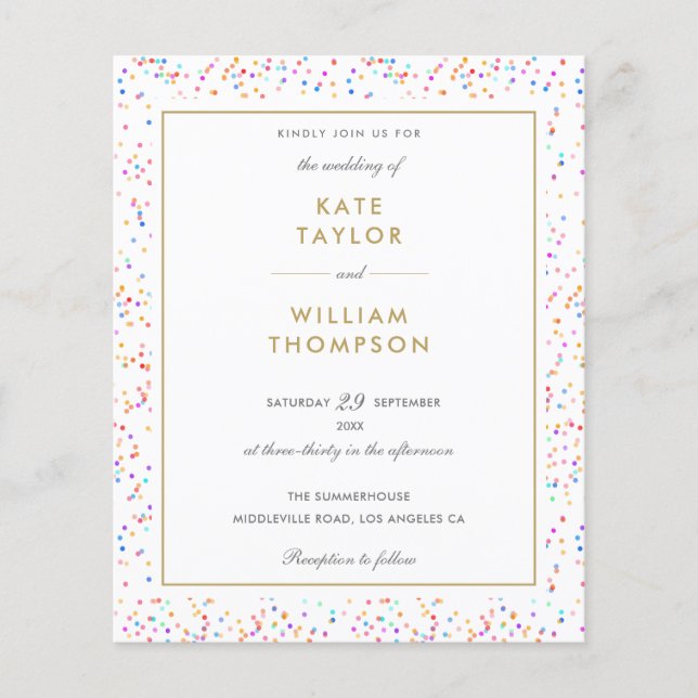 Lámina Invitación a la boda fotográfica de Rainbow Confet (Anverso)