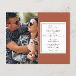 Lámina Invitación a la boda fotográfica de terracota con 