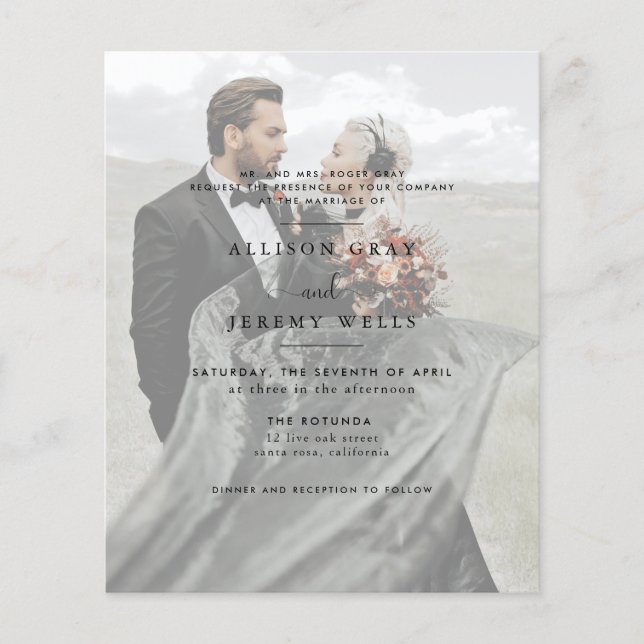 Lámina Invitación a la boda fotográfica moderna (Anverso)