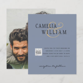 Lámina Invitación a la boda fotográfica QRCode RSVP Dusty