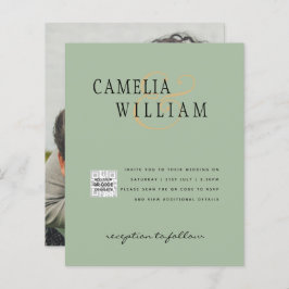 Lámina Invitación a la boda fotográfica QRCode RSVP Sage