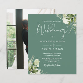 Lámina Invitación a la boda fotográfica verde de Eucalypt