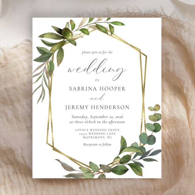Lámina Invitación a la Boda Geo de Oro de Eucalyptus (Subido por el creador)