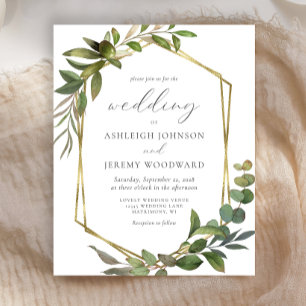 Lámina Invitación a la Boda Geo de Oro de Eucalyptus
