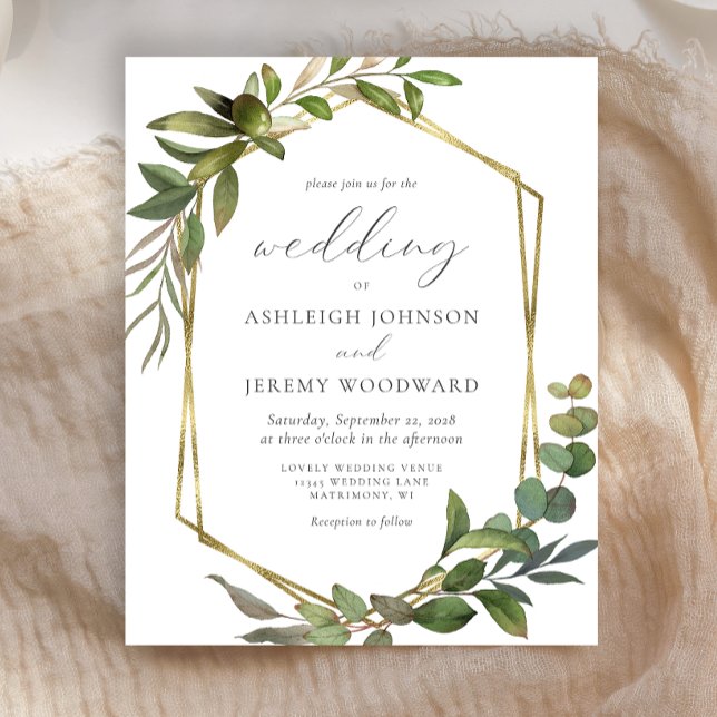 Lámina Invitación a la Boda Geo de Oro de Eucalyptus (Subido por el creador)