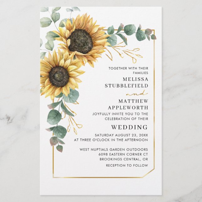Lámina Invitación a la Boda Geométrica de Eucalyptus Sunf (Anverso)
