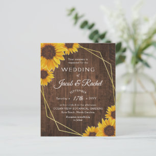 Lámina Invitación a la boda geométrica de oro de girasol