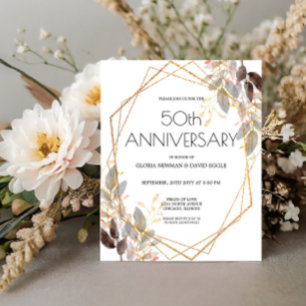 Lámina Invitación a la boda geométrica de oro de Leafy co