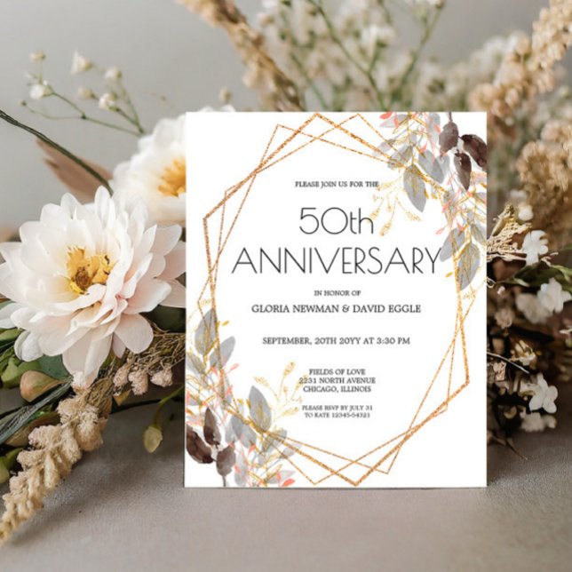 Lámina Invitación a la boda geométrica de oro de Leafy co (Subido por el creador)