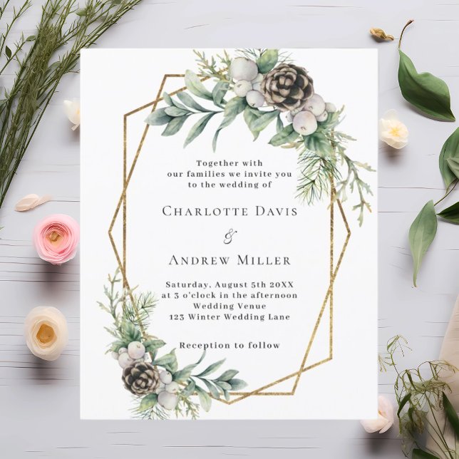 Lámina Invitación a la boda geométrica de pino cembro (Subido por el creador)