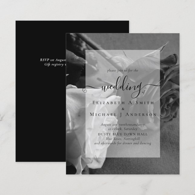 Lámina Invitación a la boda gótica de Gótico de rosas bla (Anverso / Reverso)