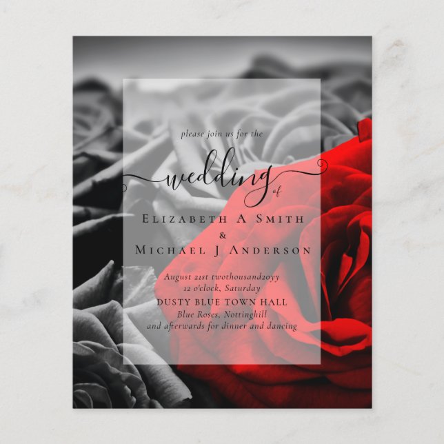Lámina Invitación a la boda gótica de Gótico de rosas neg (Anverso)