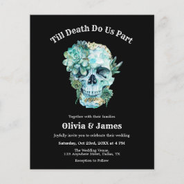 Lámina Invitación a la boda gótica de Halloween con cráne