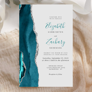 Lámina Invitación a la boda gris azulada de plata azul Ve