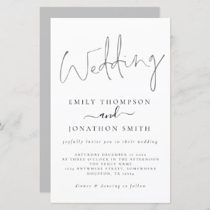 Lámina Invitación a la boda gris blanca con escritura mod