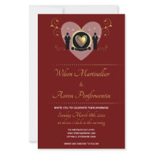 Invitación a la boda LGBTQ de Budget Heart Burgund