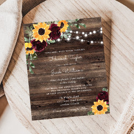 Lámina Invitación a la boda maderera de Rosas de girasol
