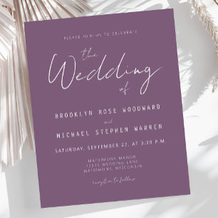 Lámina Invitación a la boda malva de script mínimo de pre