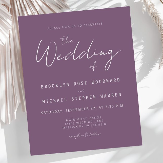 Lámina Invitación a la boda malva de script mínimo de pre (Subido por el creador)