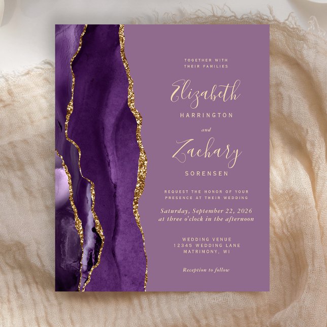 Lámina Invitación a la boda malva del Agate de Oro Púrpur (Subido por el creador)