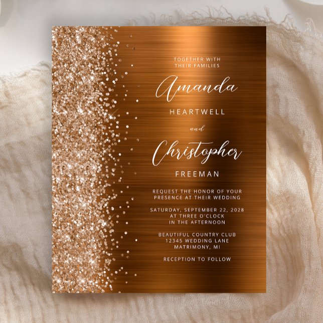 Lámina Invitación a la boda metálica de Glam, Naranja que (Subido por el creador)