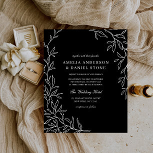 Lámina Invitación a la boda mínima blanca y negra de pres