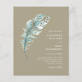 Lámina Invitación a la boda mínima de la pluma beige boho