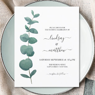 Lámina Invitación a la boda mínima del eucalipto del pres