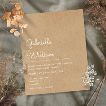 Invitación a la boda Minimalista de Budget Rustic 