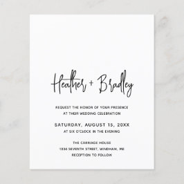 Lámina Invitación a la boda minimalista de presupuesto en