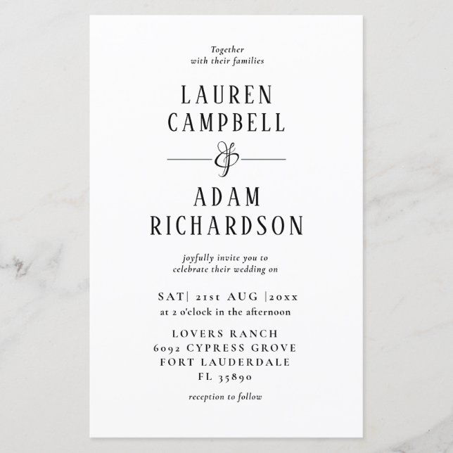 Lámina Invitación a la boda Minimalista del presupuesto (Anverso)