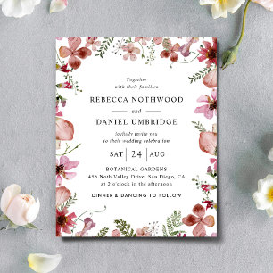 Lámina Invitación a la boda Minimalista rosa y rosada de