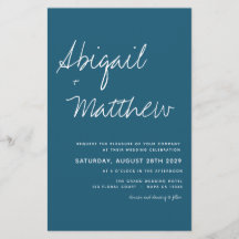 Invitación a la boda Minimalista Verde azulada osc