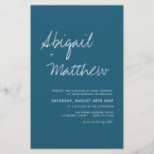Invitación a la boda Minimalista Verde azulada osc