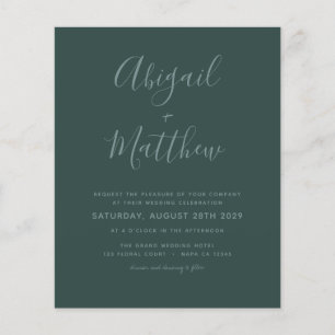 Lámina Invitación a la boda Minimalista verde esmeralda p